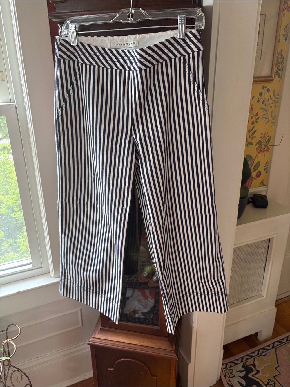 Trina Turk Navy and White Striped pants